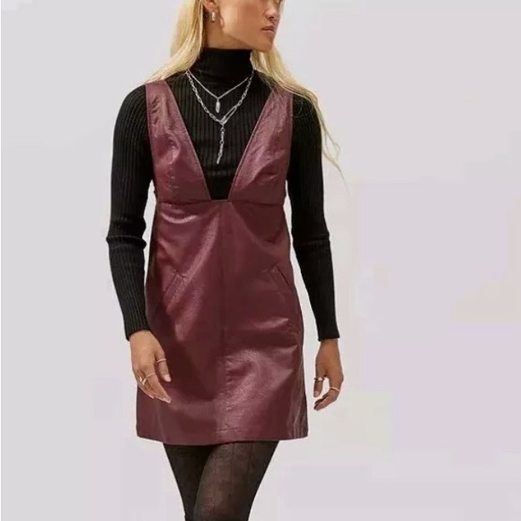 Urban Outfitters Limelight Faux Leather Mini Shift Dress - Picture 9 of 10